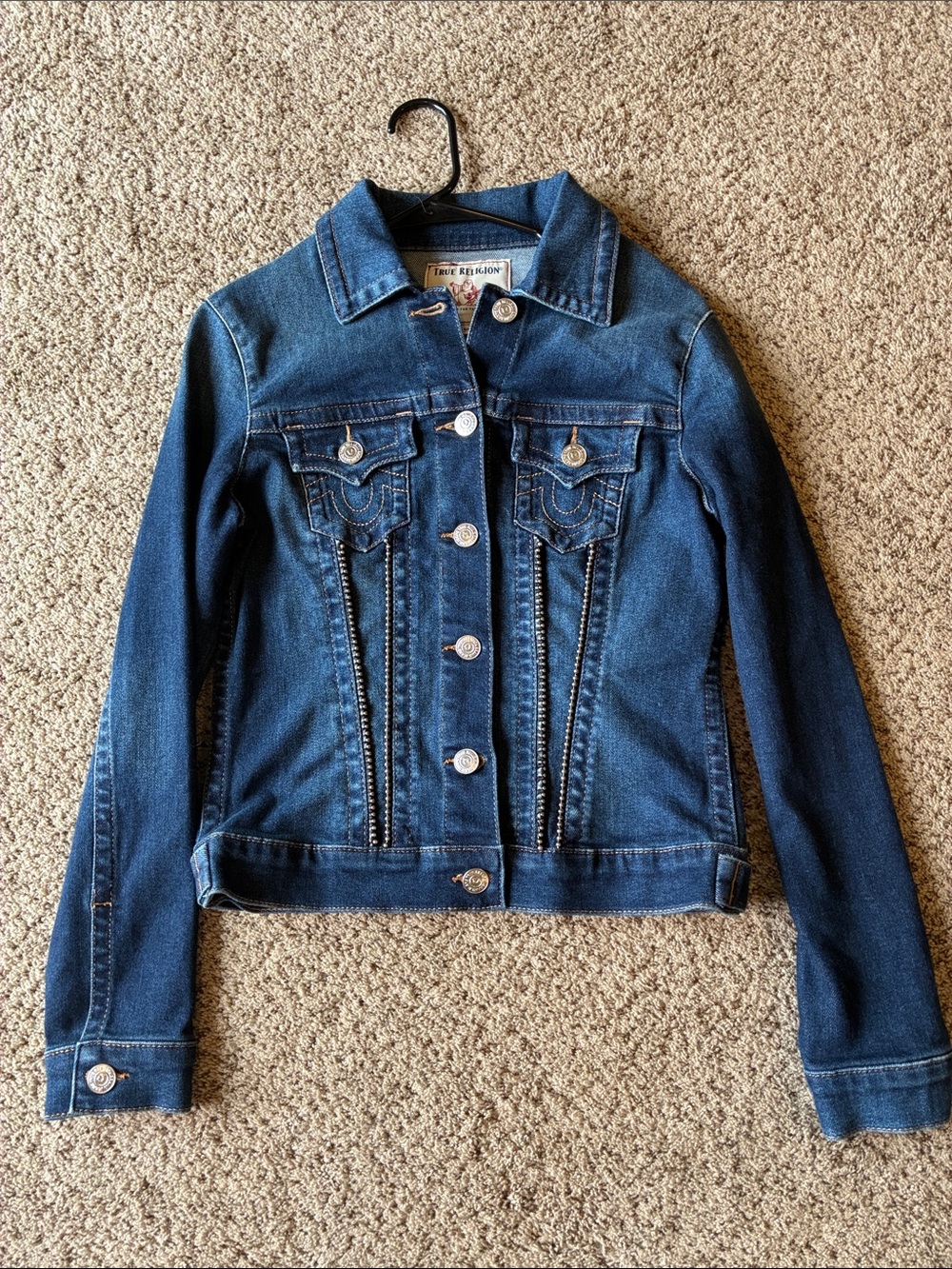 True Religion Women's Classic Dark Blue Denim Jacket